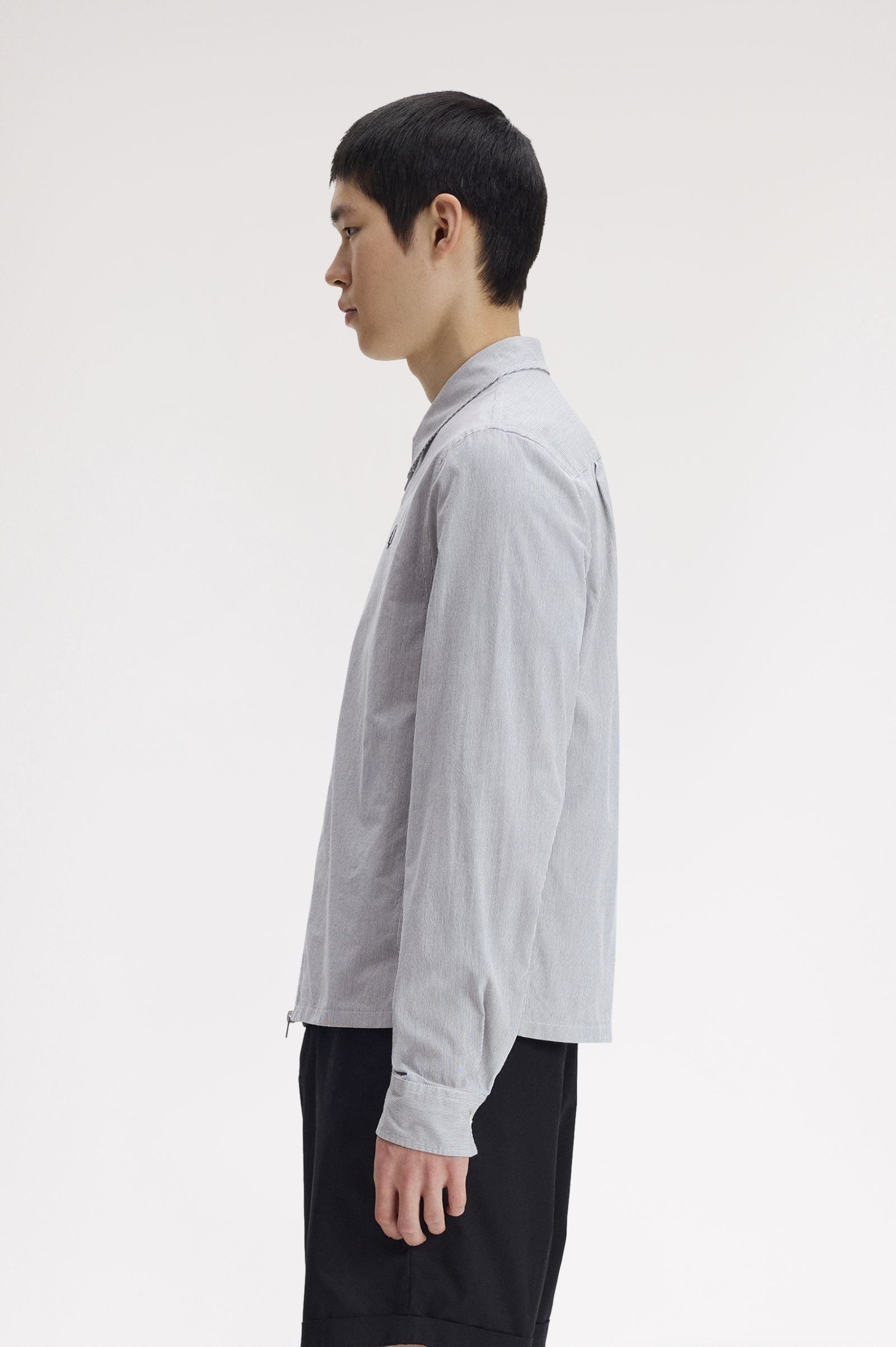 Fred Perry Striped Seersucker Zip Through Overshirt M2403