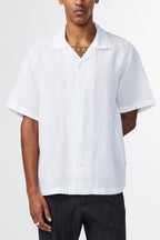 NN07 Julio Open Collar Linen White Shirt 5706