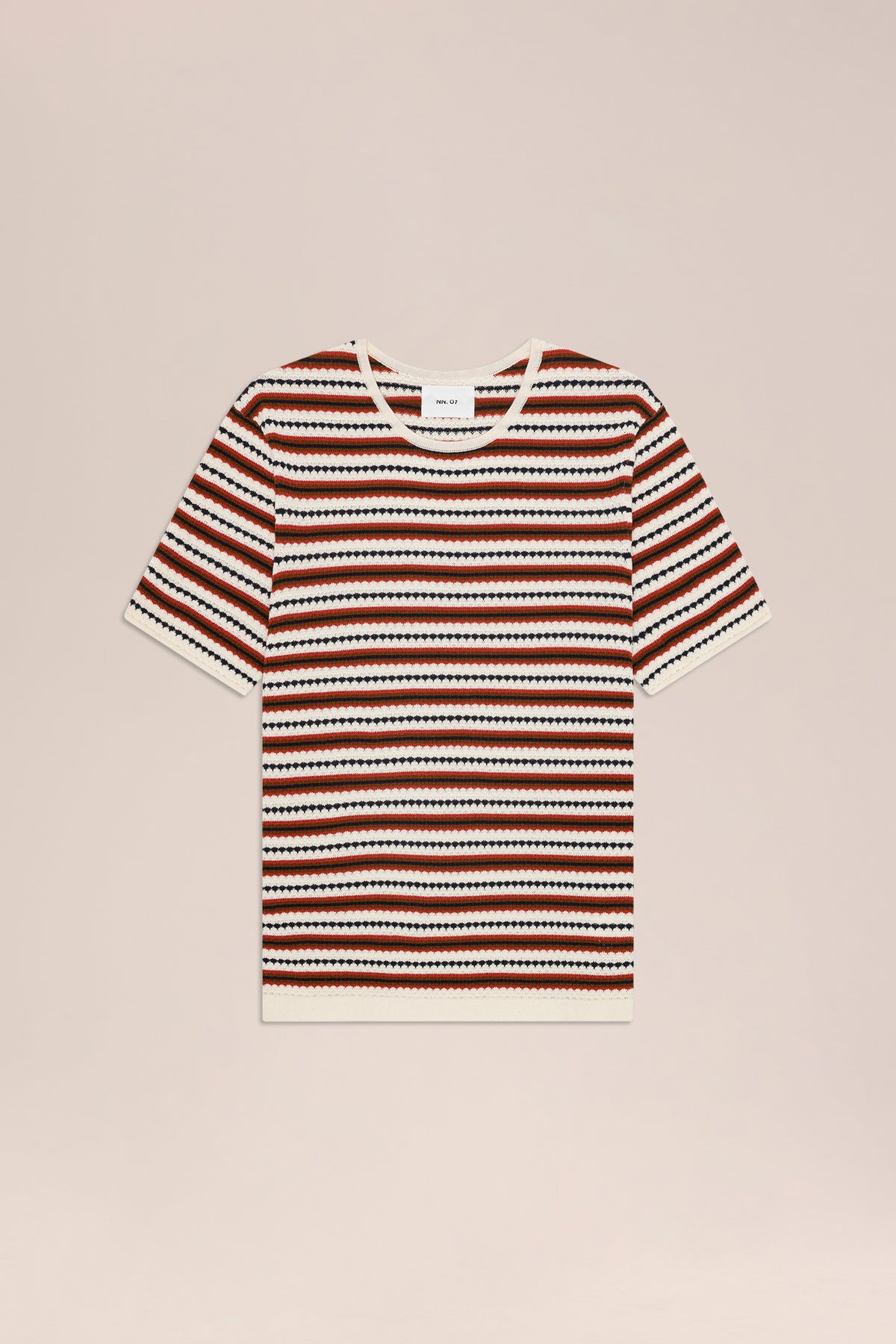 NN.07 Bari Textured Stitch T-Shirt 6686 - Ivory Multi