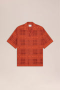 NN.07 Ben Short Sleeve Jacquard Check Shirt 50066 - Sienna Heat