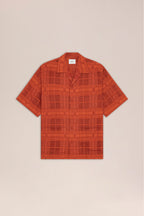 NN.07 Ben Short Sleeve Jacquard Check Shirt 50066 - Sienna Heat