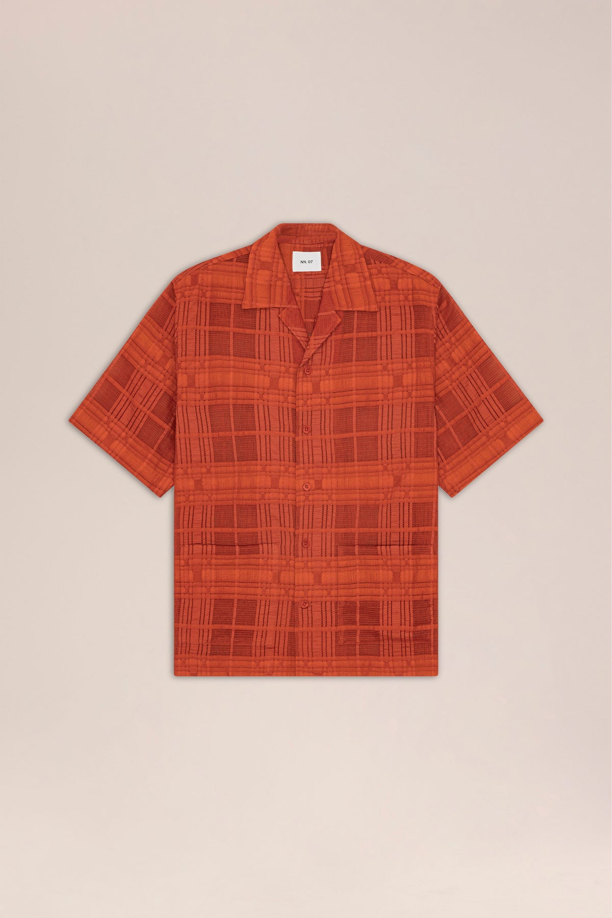 NN.07 Ben Short Sleeve Jacquard Check Shirt 50066 - Sienna Heat