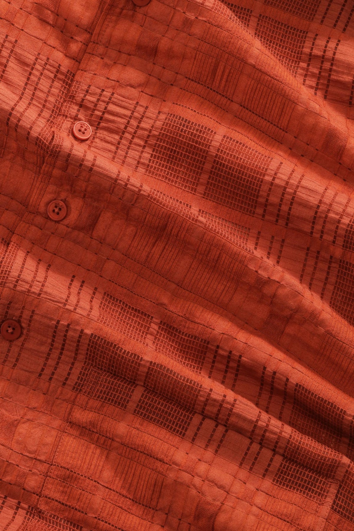 NN.07 Ben Short Sleeve Jacquard Check Shirt 50066 - Sienna Heat