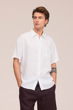NN.07 Deon Short Sleeve Linen Shirt 5708 - White