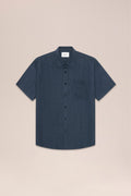 NN.07 Deon Short Sleeve Linen Shirt 5708 - Navy Blue