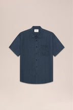 NN.07 Deon Short Sleeve Linen Shirt 5708 - Navy Blue