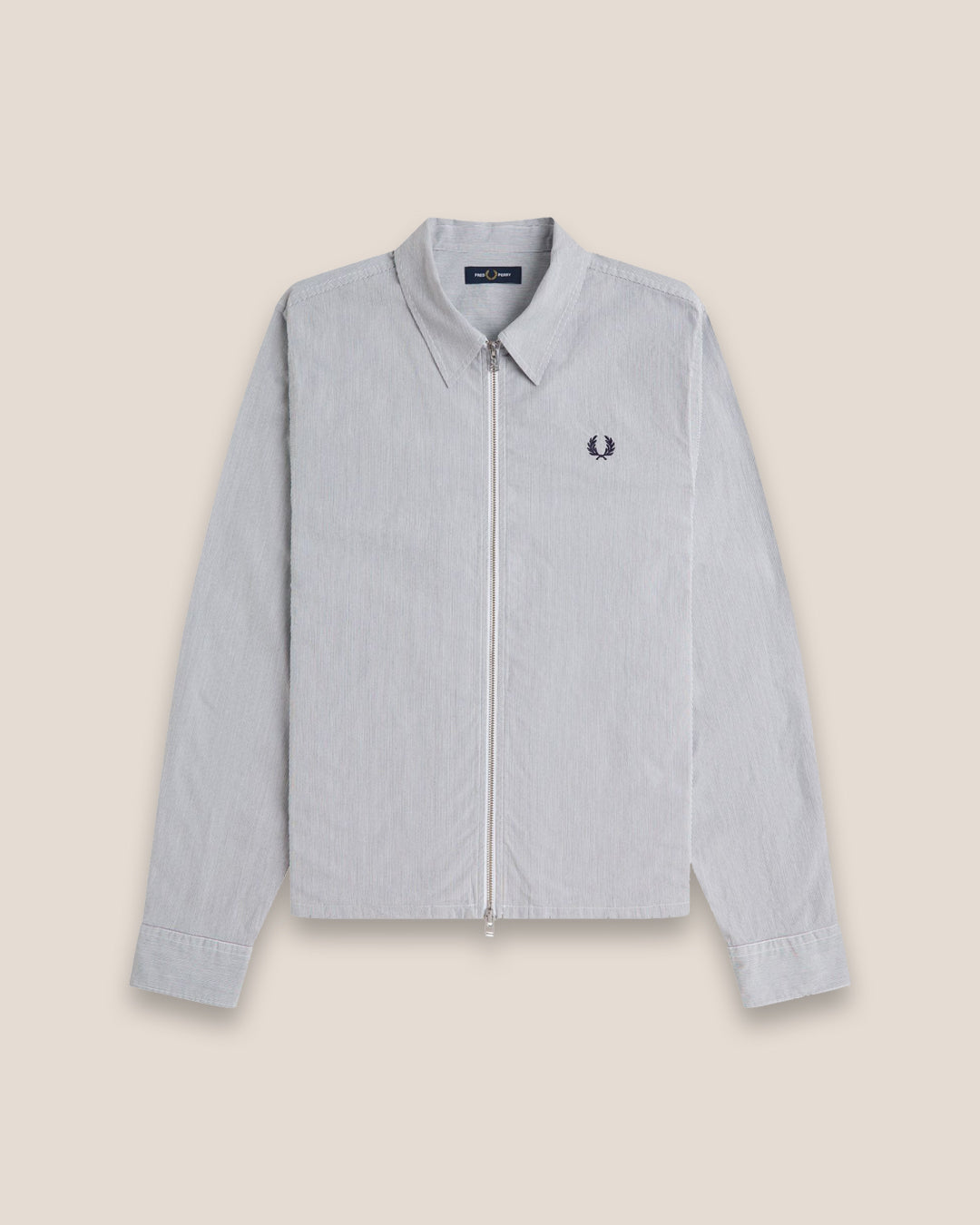 Fred Perry Striped Seersucker Zip Through Overshirt M2403