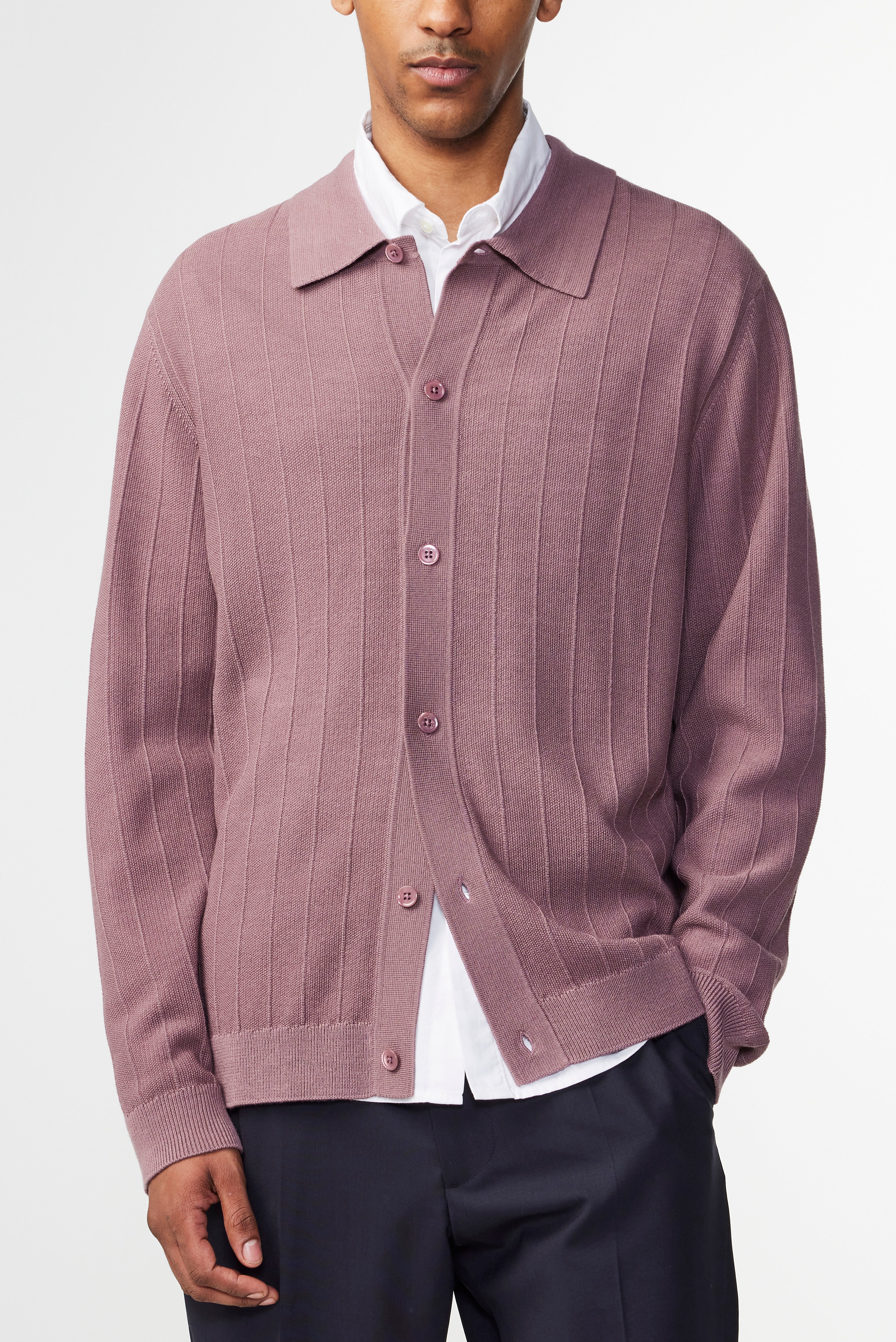 NN07 Thor Wool Blend Cardigan Grape Shake 6584