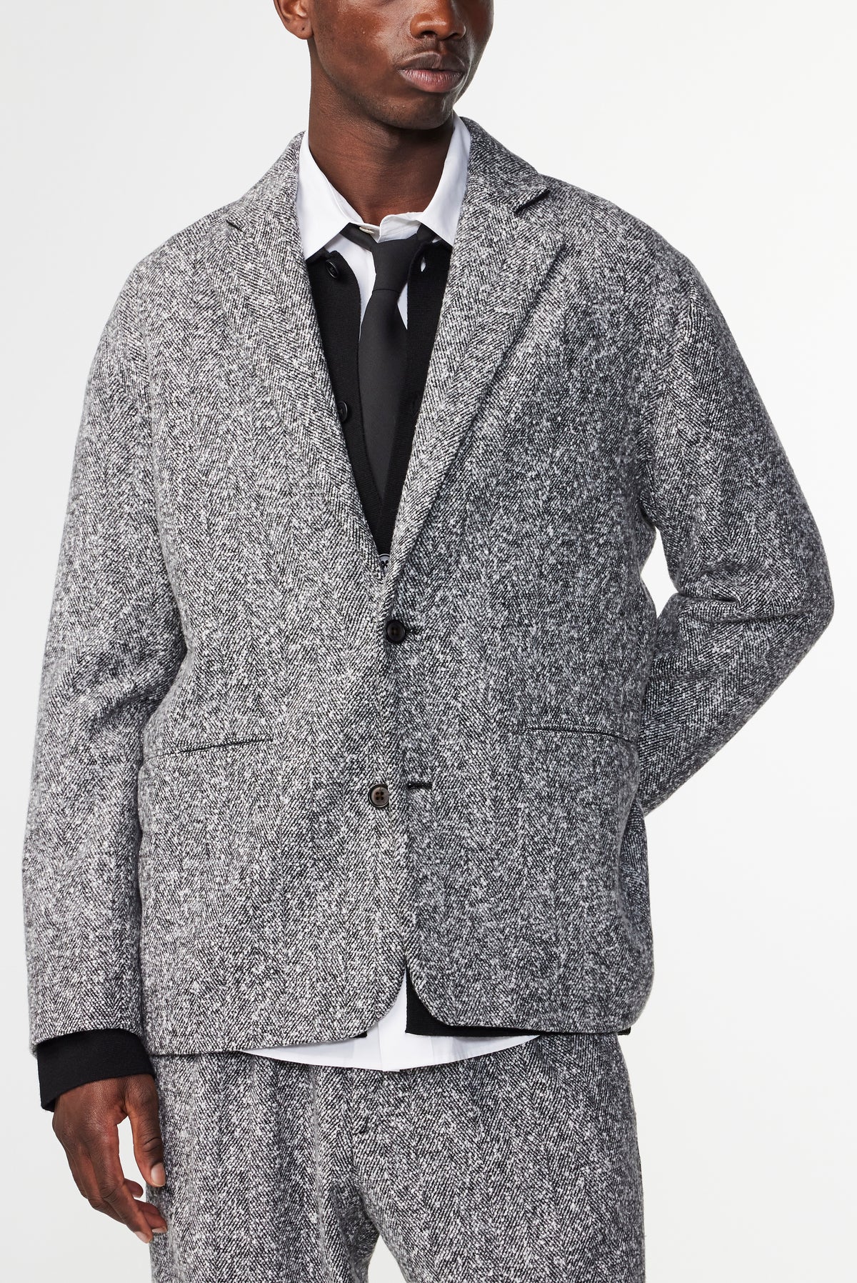 NN.07 Timo Relaxed Herringbone Dobby Blazer 1087 - Black Multi