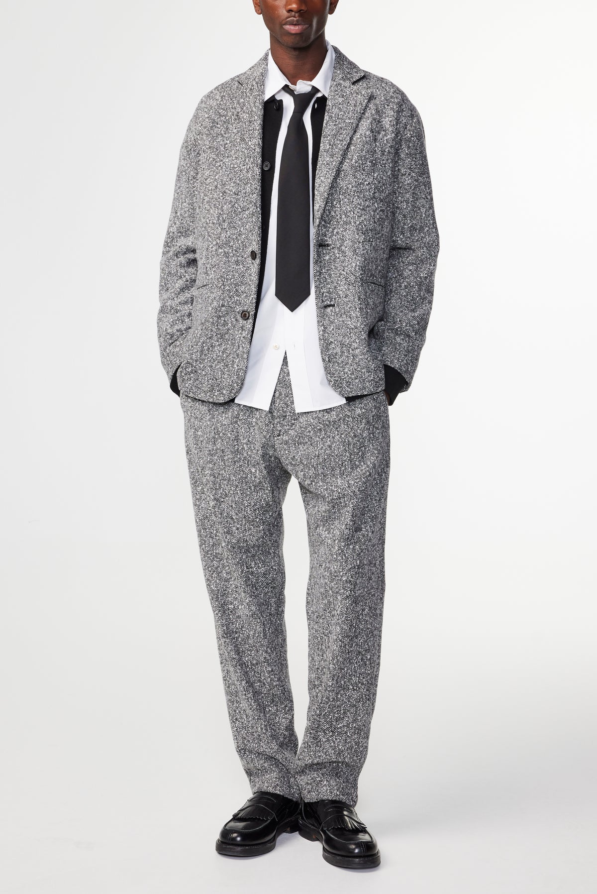 NN.07 Timo Relaxed Herringbone Dobby Blazer 1087 - Black Multi